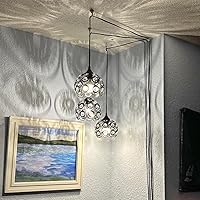 Vista 3 de TISLYCO Black Plug in Chandelier, Crystal Hanging Lights with Plug in Cord 13.12ft and On/Off Switch, Hanging Pendant Light for Kitchen Island