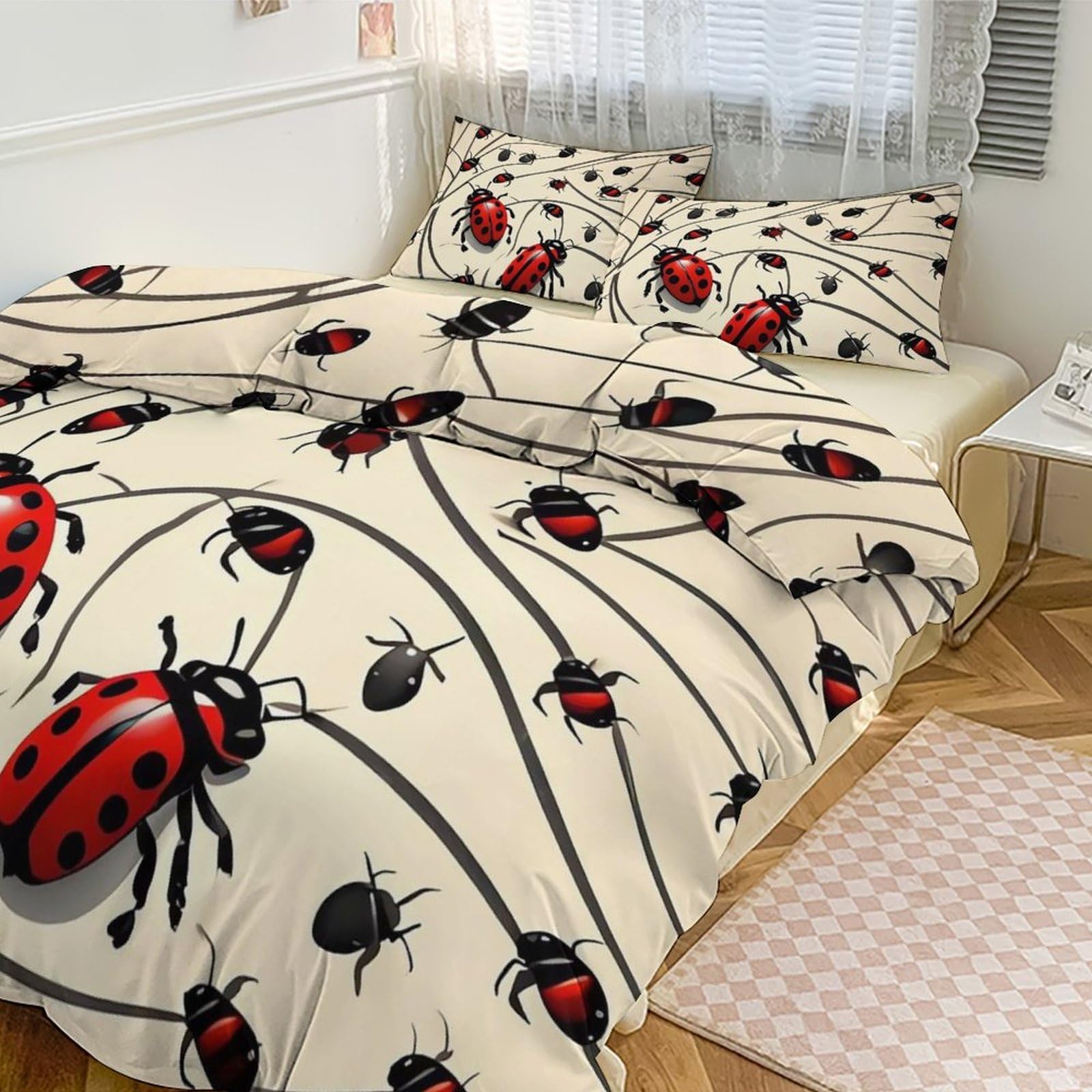 Housse de couette pour grand lit 200x228 cm avec ses 2 taies d'oreiller assorties