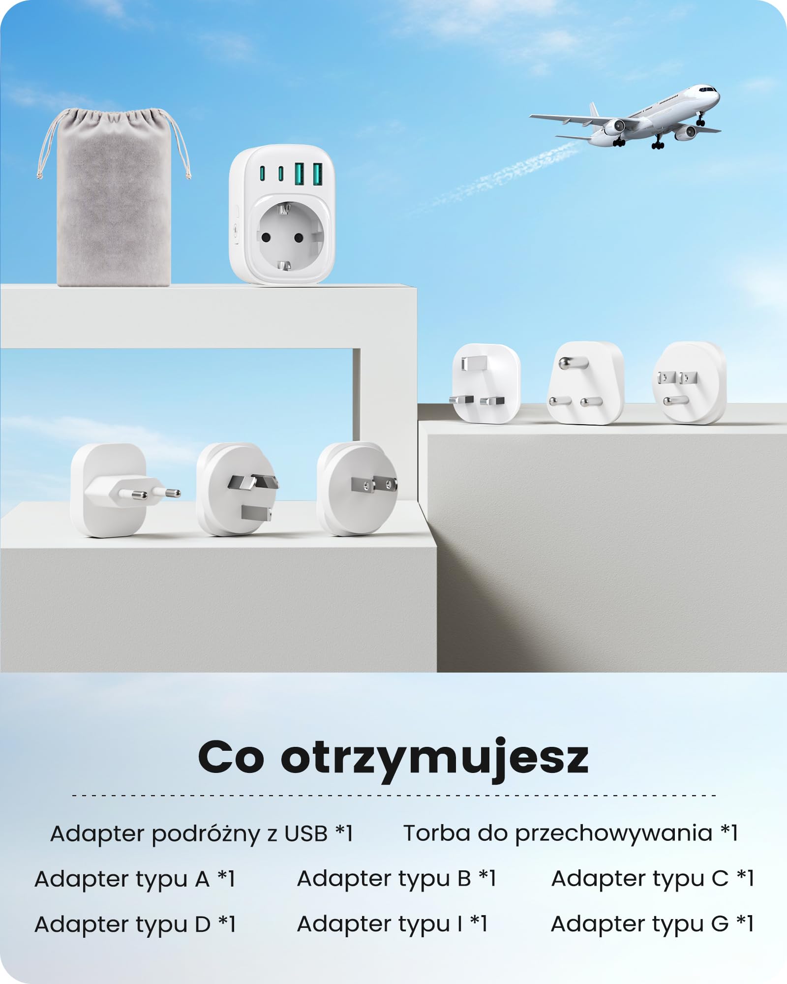 LENCENT Adapter podróżny na całym świecie zestaw typu A, B, C, D, G, I | uniwersalny adapter podróżny do USA, Anglii, Japonii, Kostaryki, Meksyku, Tajlandii, Malediwów, Sri Lanki, Australii