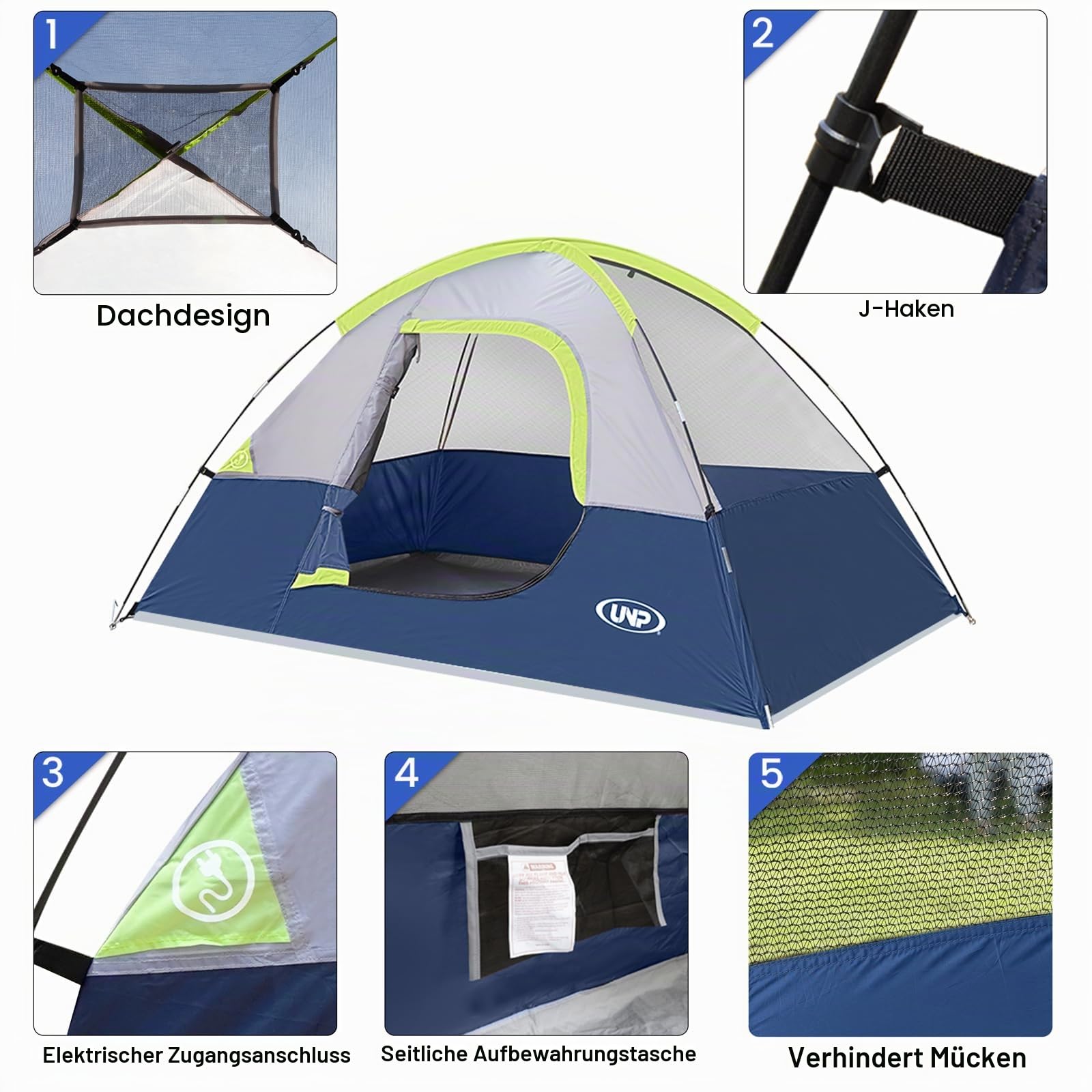 UNP Camping Zelt 2 Personen - Zelt 3 Personen, Ultraleicht Kuppelzelte – Ansicht 5