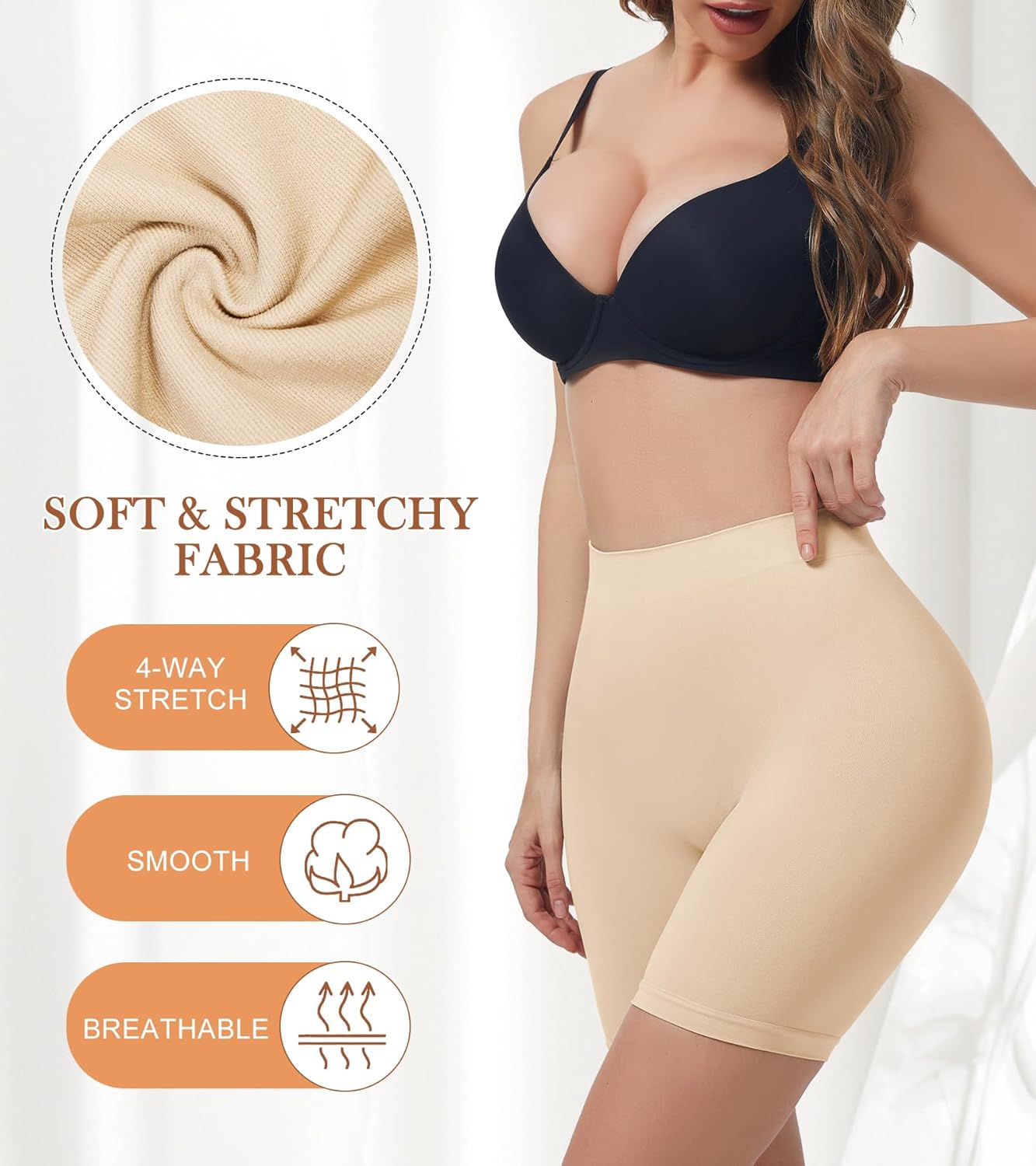 Seamless Slip Shorts for Under Dresses Women High Waist Shapewear Shorts Tummy Control Anti Chafing Underwear - Image 4