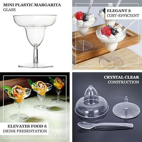 Miniatura 4 de Efavormart - Juego de 24 vasos de margarita de plástico transparente de 2 onzas con cucharas, juego de taza de postre desechable y cuchara