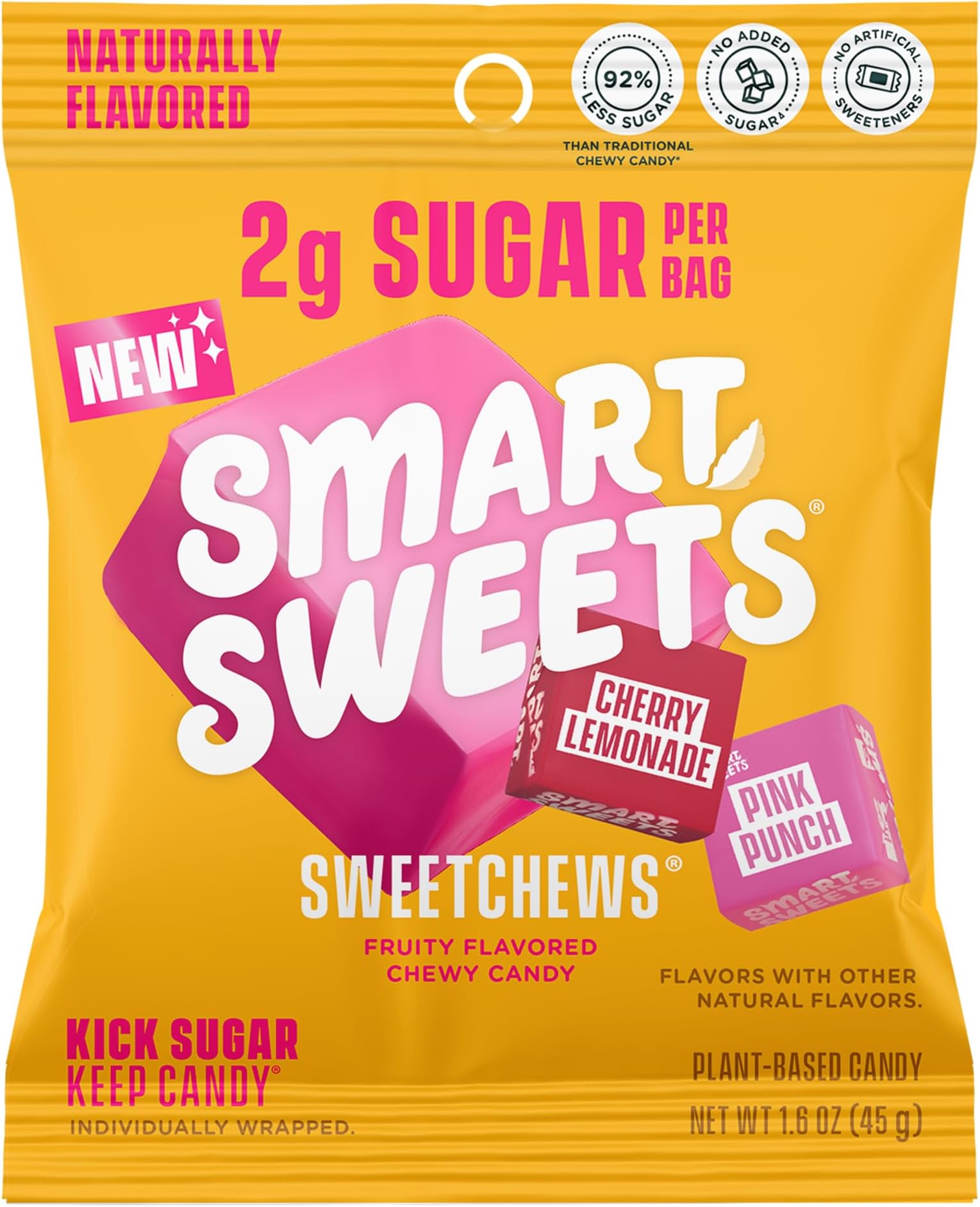 SmartSweets SweetChews, 1.6oz (Pack of 4), Candy With Low Sugar & Calorie, Healthy Snacks For Kids & Adults
