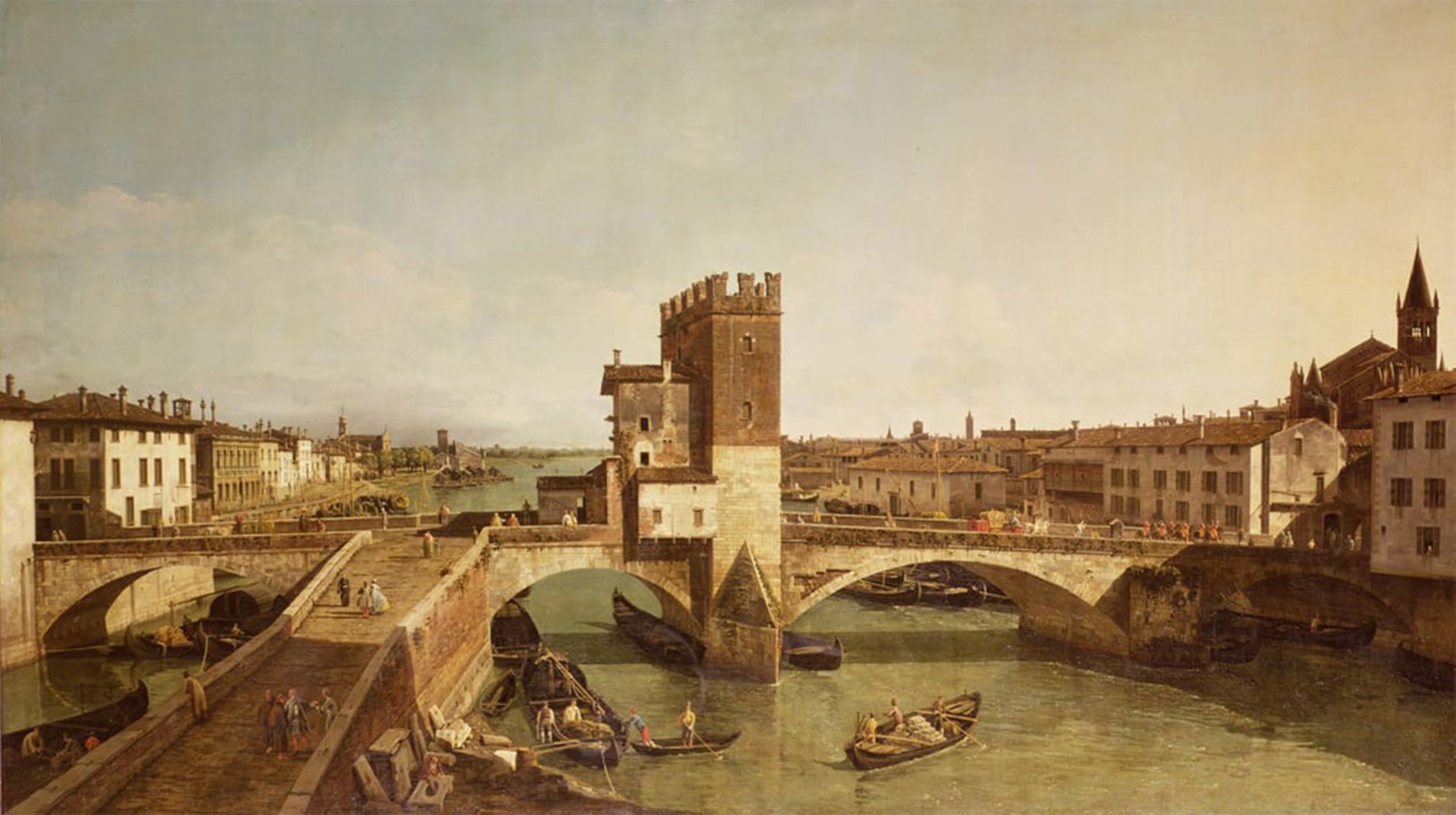 SERENDIPITP Vintage Wall Art Canvas Nordic Poster Canvas Print Picture the Bridge At Delleverona by Bernardo Bellotto Wall Art Poster for Home Decor 60x90cm