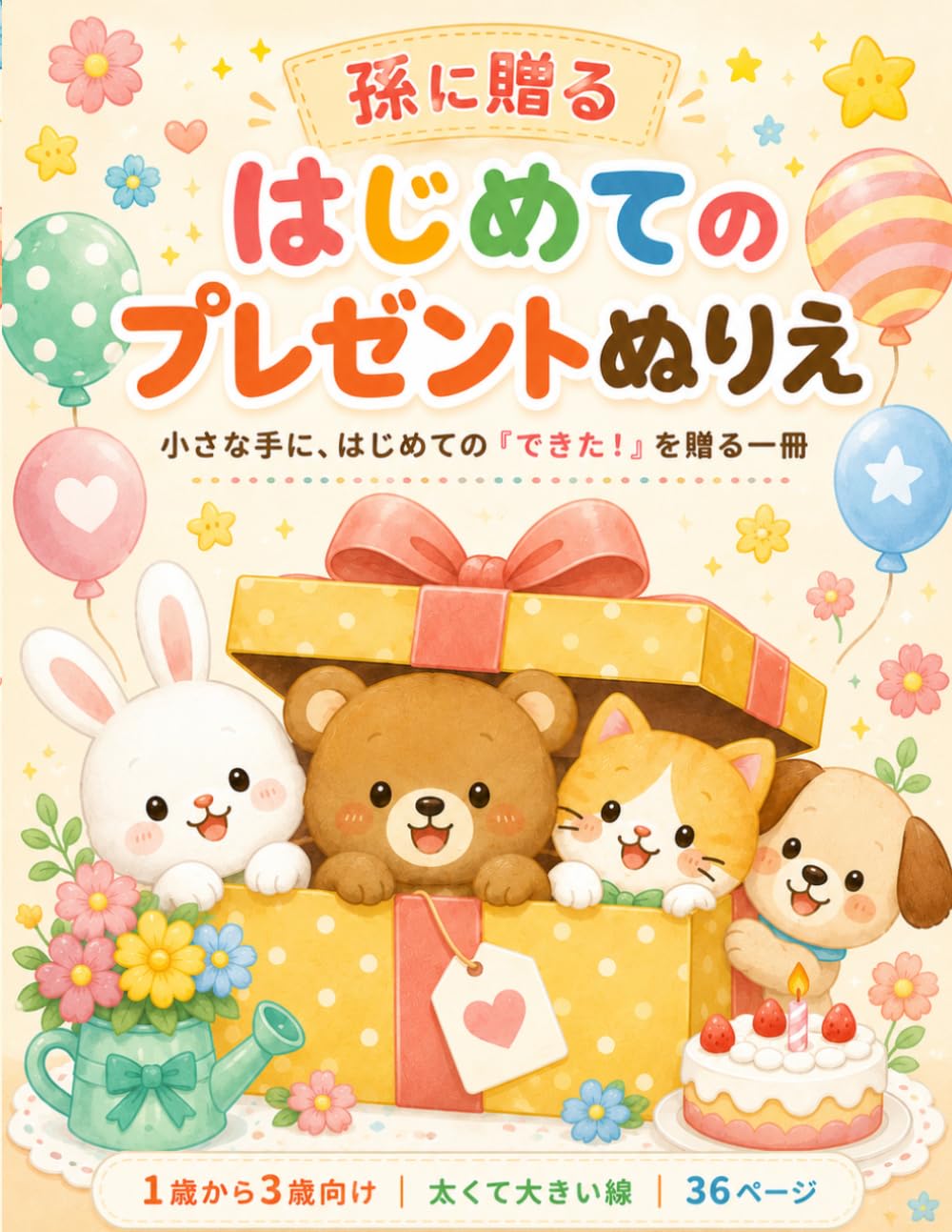 孫に贈る　はじめてのプレゼントぬりえ: 小さな手に、はじめての『できた！』を贈る一冊