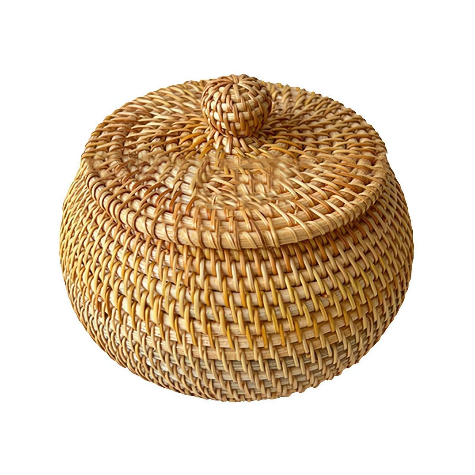 Cesto portaoggetti Vassoio portaoggetti in Rattan Cesto in Vimini Cesto per Pane Frutta Cibo Colazione Espositore Cesto in Rattan Intrecciato a Mano Decorazioni per la casa Artigianato (M