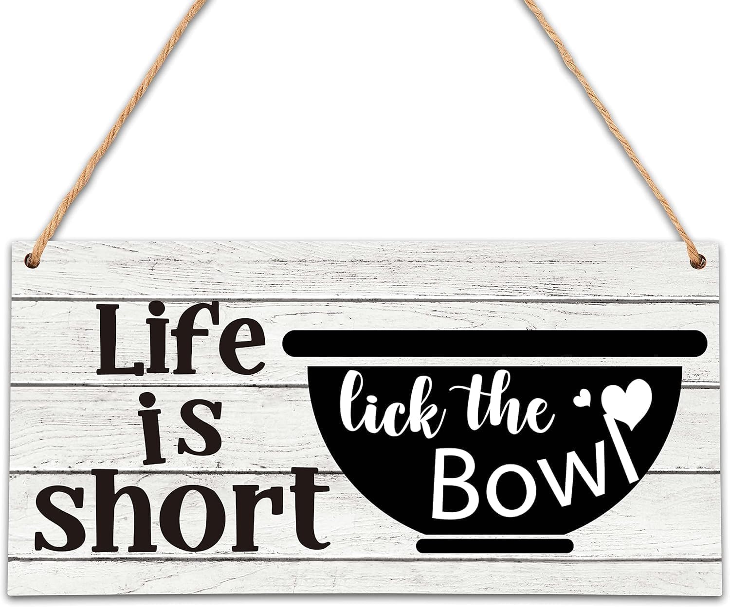 5x10 Inch Life Is Short Lick The Bowl Wood Poster Sign Wall Decor