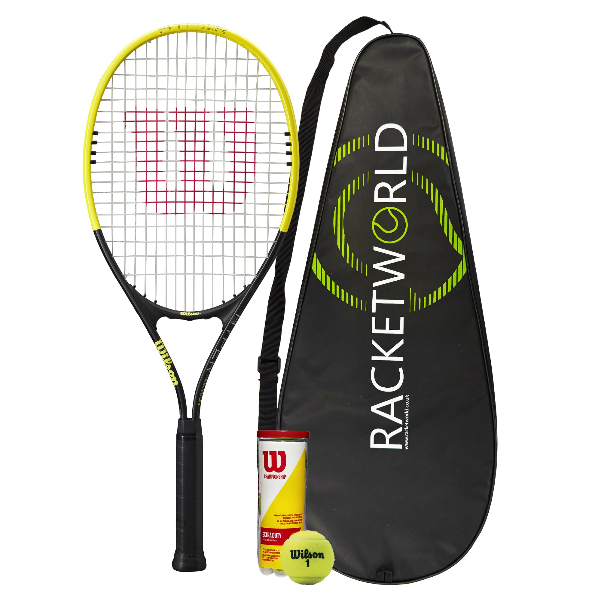 Wilson Hyper Precision Tennis Racket (Various Bundle Options) (Racket, Cover & Tennis Balls)