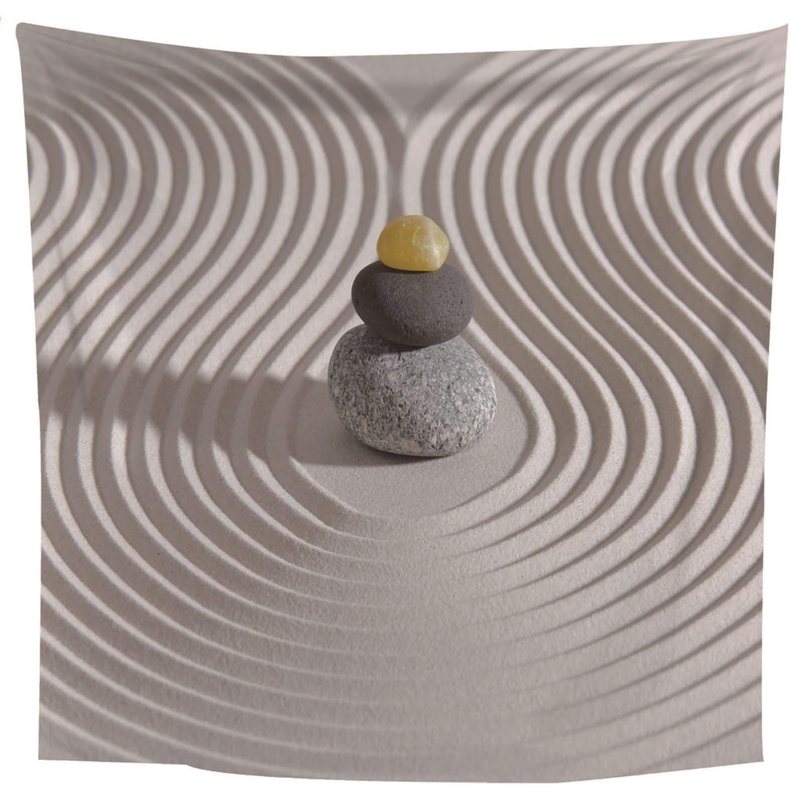 Tenture murale chambre aux motifs de pierres zen et sable beige
