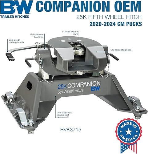 Miniatura 2 de B&W Trailer Hitches 25K Companion - Enganche de quinta rueda - Compatible con el sistema de disco ChevroletGM 2020-2023 - RVK3715