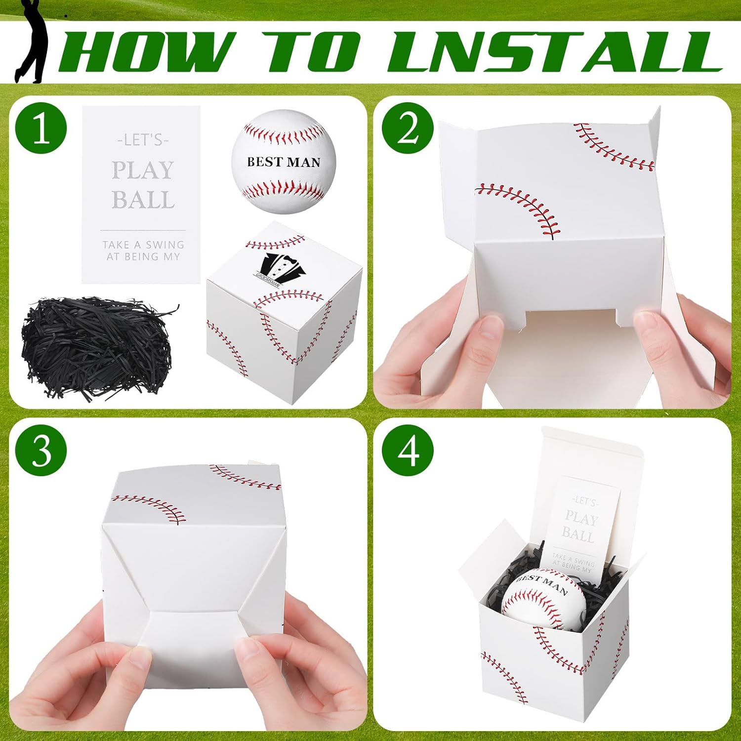 WinnerWhy 6 Sets Groomsman Proposal Gifts Box Groomsmen Baseball Wedding Favors with Invitation Cards Best Man Proposal Gifts Accessories for Wedding DIY Marriage Ceremony Party Supplies