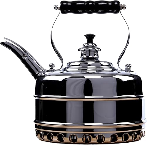 Miniatura 8 de Newey & Bloomer Kensington - Tetera No. 3, 1.9 cuartos de galón, cobre macizo con mango de madera de haya, esencial de cocina, caldera de