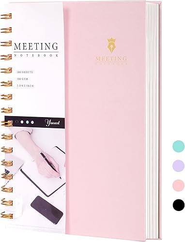 Cuaderno de reuniones para el trabajo con artículos de acción de 5.5 x 8.5 pulgadas, planificador de reuniones en espiral de tapa dura para oficina,