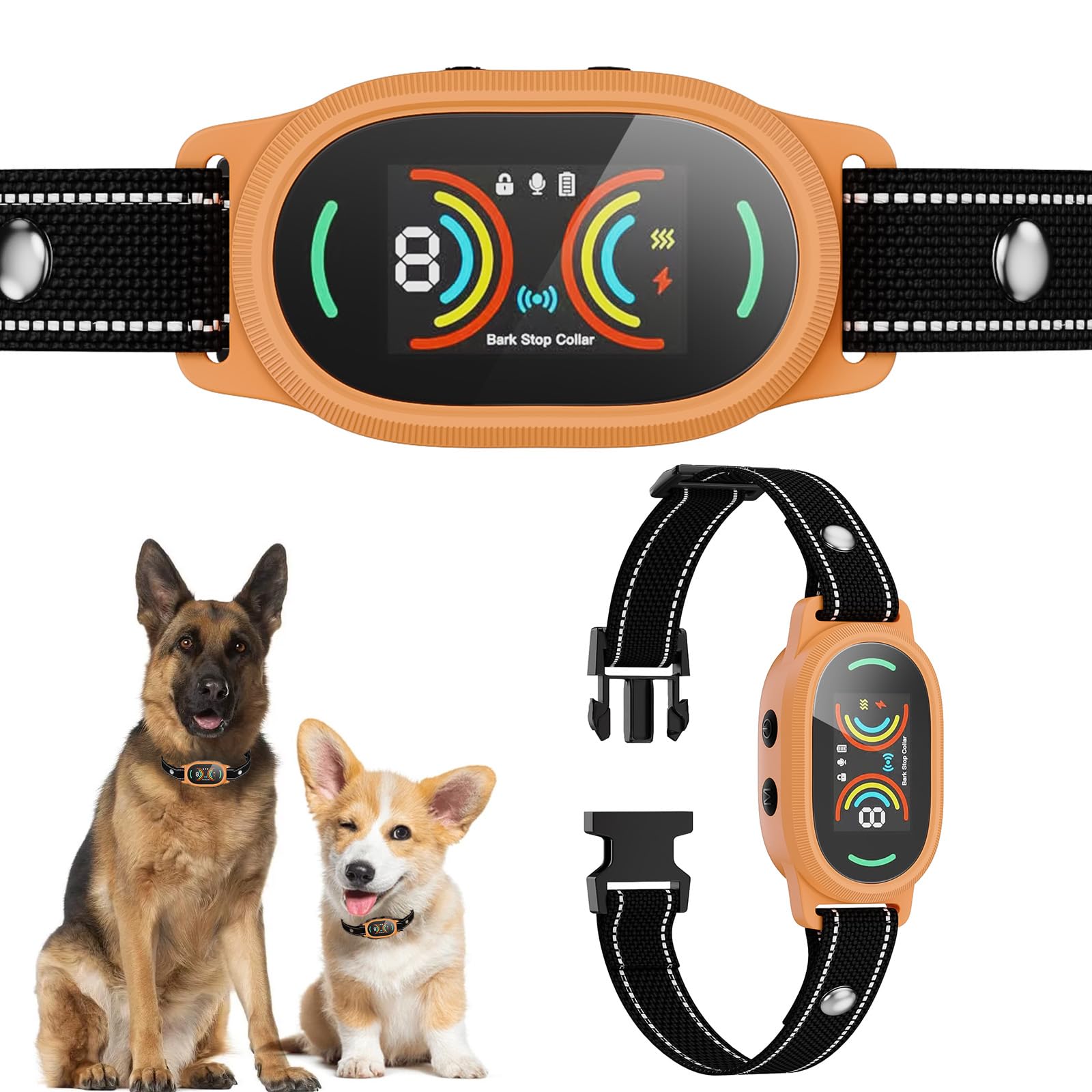 Dog Bark Collar for Large, Medium and Small Dogs with Smart Anti False Triggering AI Chip, IP67 Waterproof Rechargeable Anti Barking Collar with