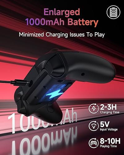 Miniatura 9 de EasySMX X20 Wireless Gaming Controller with RGB Backlit, 2-Stage Hall Effect Sticks, 1000Hz Polling Rate, 6-Axis Gyro on Multi-Platform, Mech Nebula