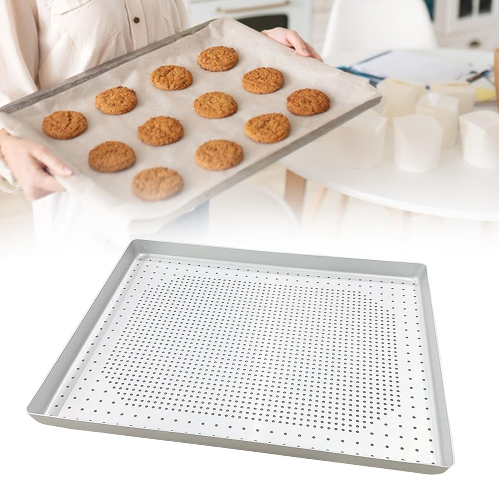 Amagogo Pizza Pan Kuchenform Crisper Blech Cookie Backblech Aluminiumlegierung Schnelle Wärmeleitung für Zuhause Zusammenkünfte Festlichkeiten Partys Und Tägl, Mehrfarbig, 30x37x3cm
