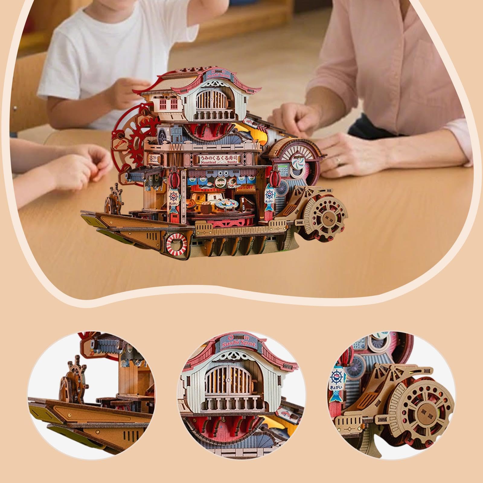 Kit Fai da Te per casa delle Bambole in Miniatura, Kit per Costruire Barche di Sushi, Ornamenti, Mini di Diorama per Ragazzi, Famiglie, Bambini e