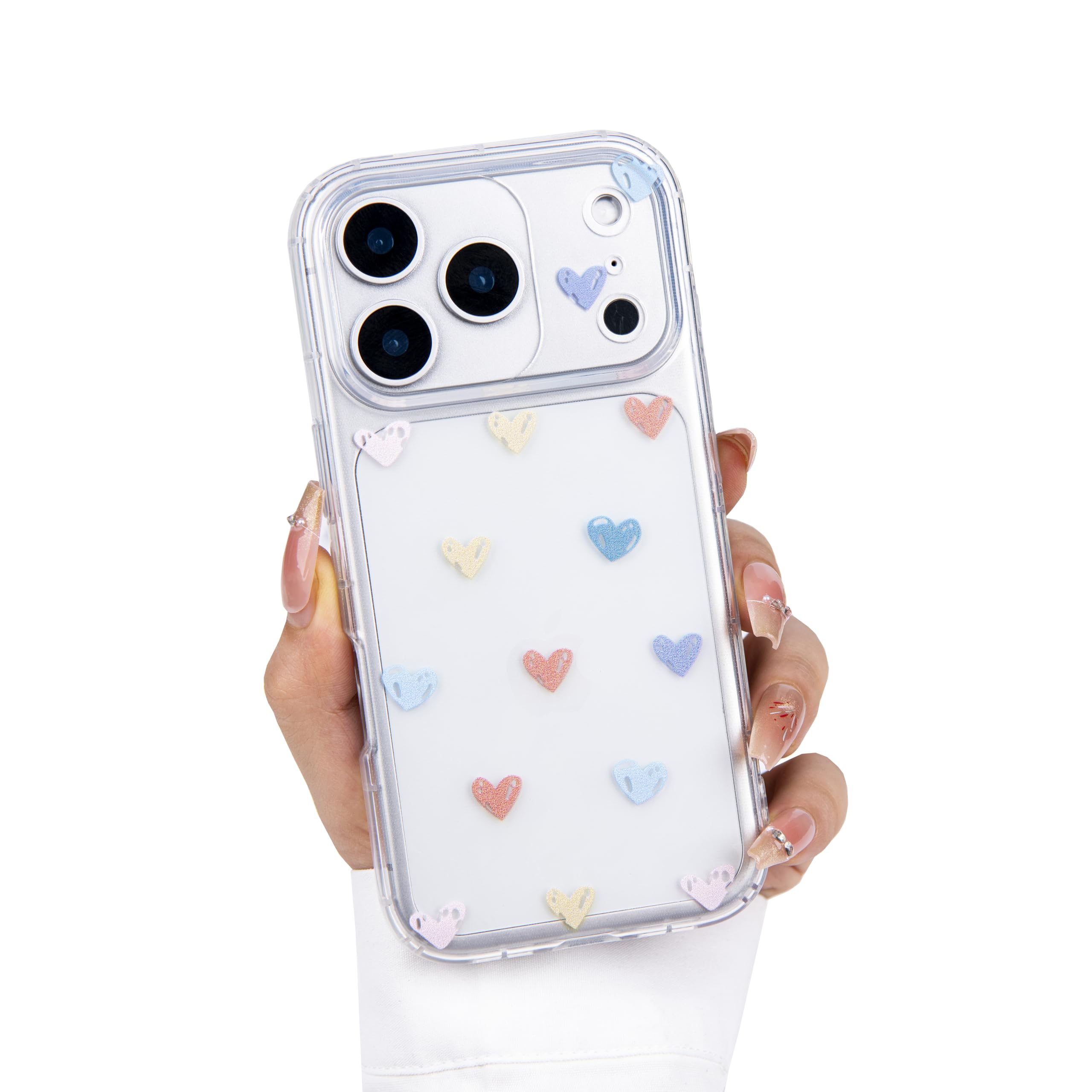 Einaily Hülle für iPhone 17 Case Crystal Clear Handyhülle Mode Chic Herz Muster Ultra Dünn Transparent Klare TPU Silikon Bumper Stoßfest Kratzfest Schutzhülle für iPhone 17 Slim Case Cover