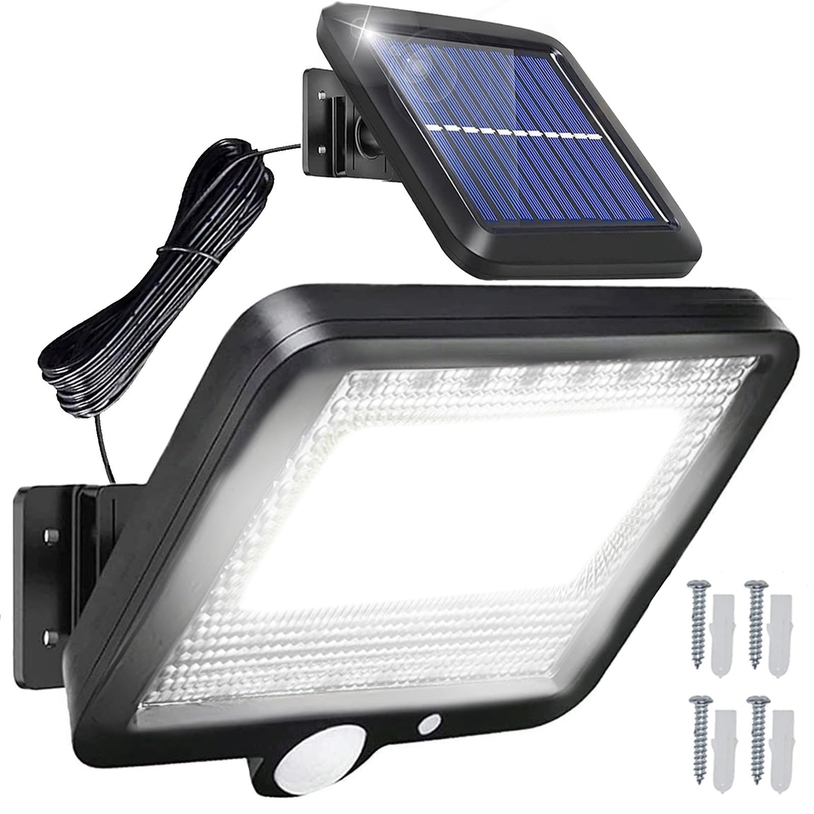 Retoo Outdoor Solar Motion Detector Light, IP67 Waterproof, 100 LED, Waterproof Solar Light for Garden, Garage, Patio, for Front Doors, Outdoor Lighting Cold White, Black-image-8