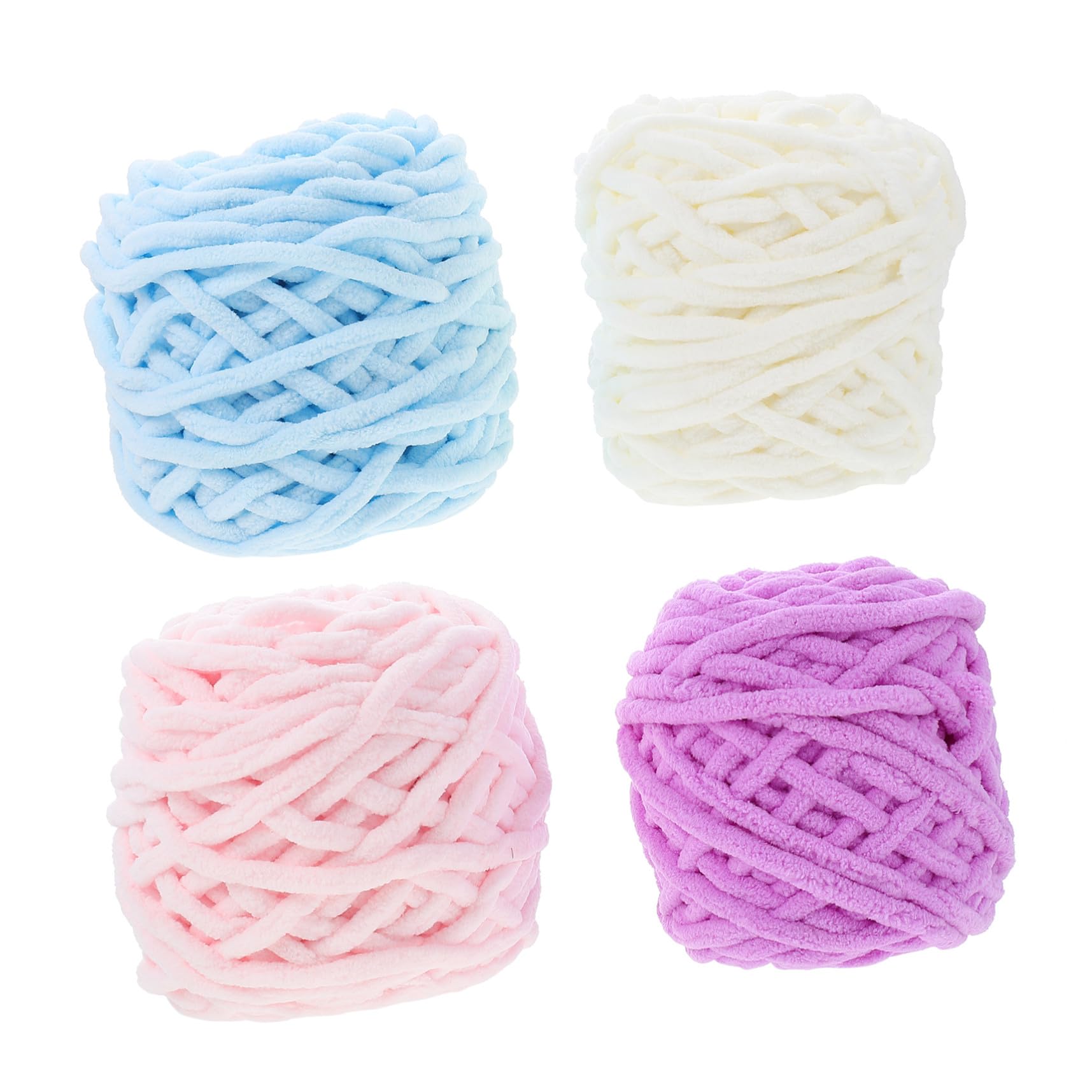 ARTIBETTER 4 Gomitoli di Lana Morbida per Maglia a Mano Colori Pastello Bianco Latte Rosa Azzurro Filo Naturale Traspirante per Sciarpe Cappelli e Accessori Fai da Te