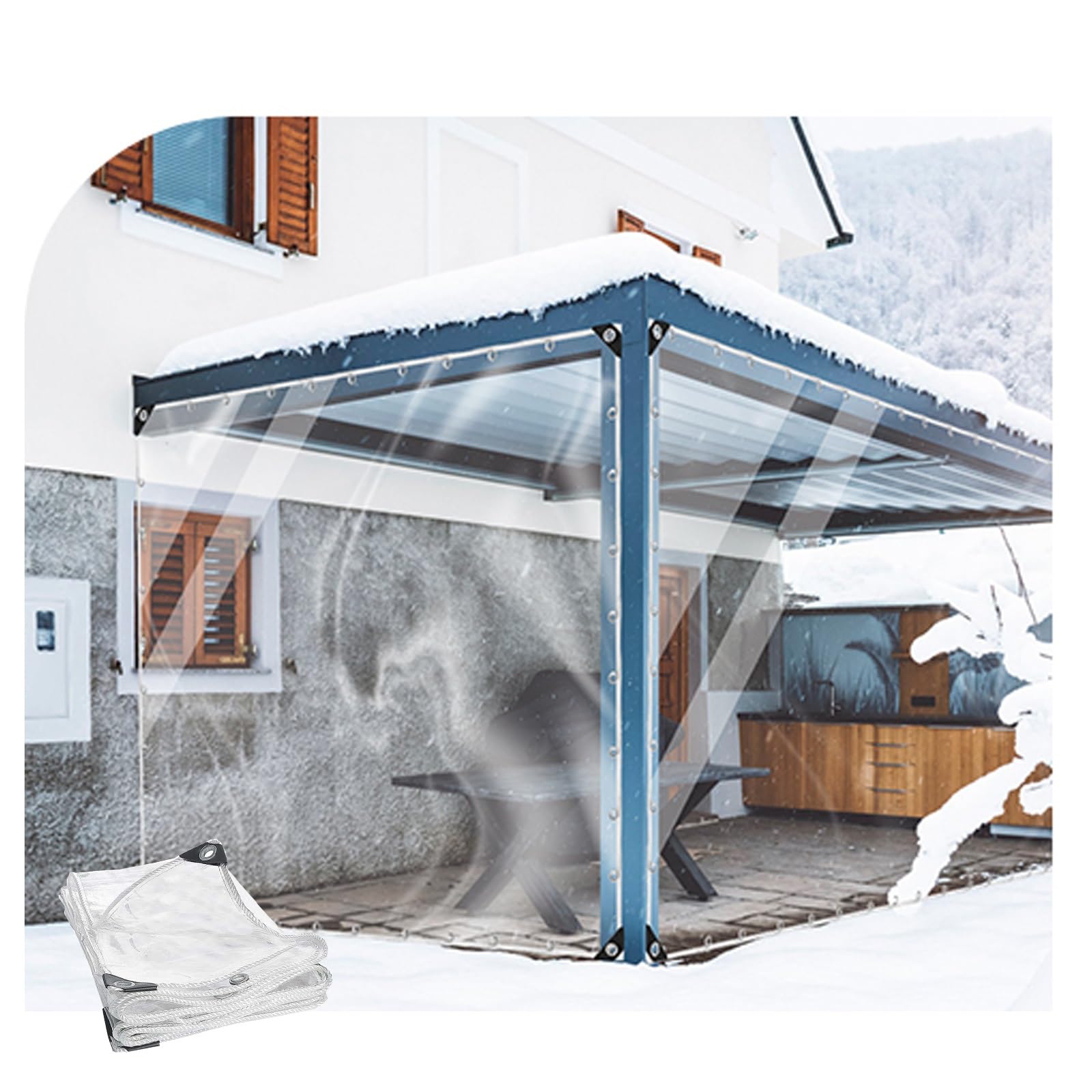 Bâche de jardin transparente PVC imperméable pour couvrir les meubles de jardin sans pluie