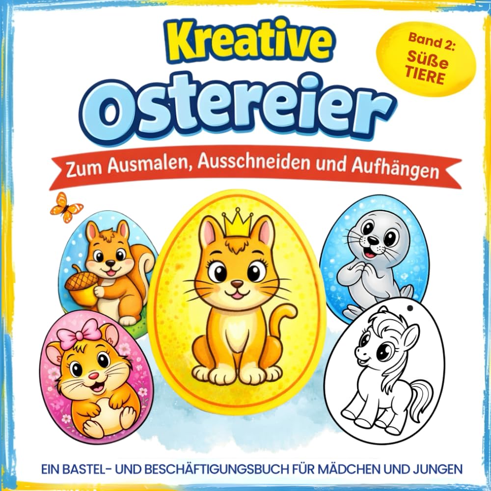 Kreative Ostereier – Malbuch Ostern für Kinder: Band 2: Süße Tiere | Ausmalbuch & Bastelbuch – ideales Geschenk zur Beschäftigung in der Osterzeit für Mädchen und Jungen