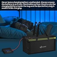 Vista 8 de FLASLD Bolsa de Lipo grande ignífuga para almacenamiento y carga de batería de litio de 200 Ah, 22 x 9 x 9.5 pulgadas, bolsa de batería de bicicleta