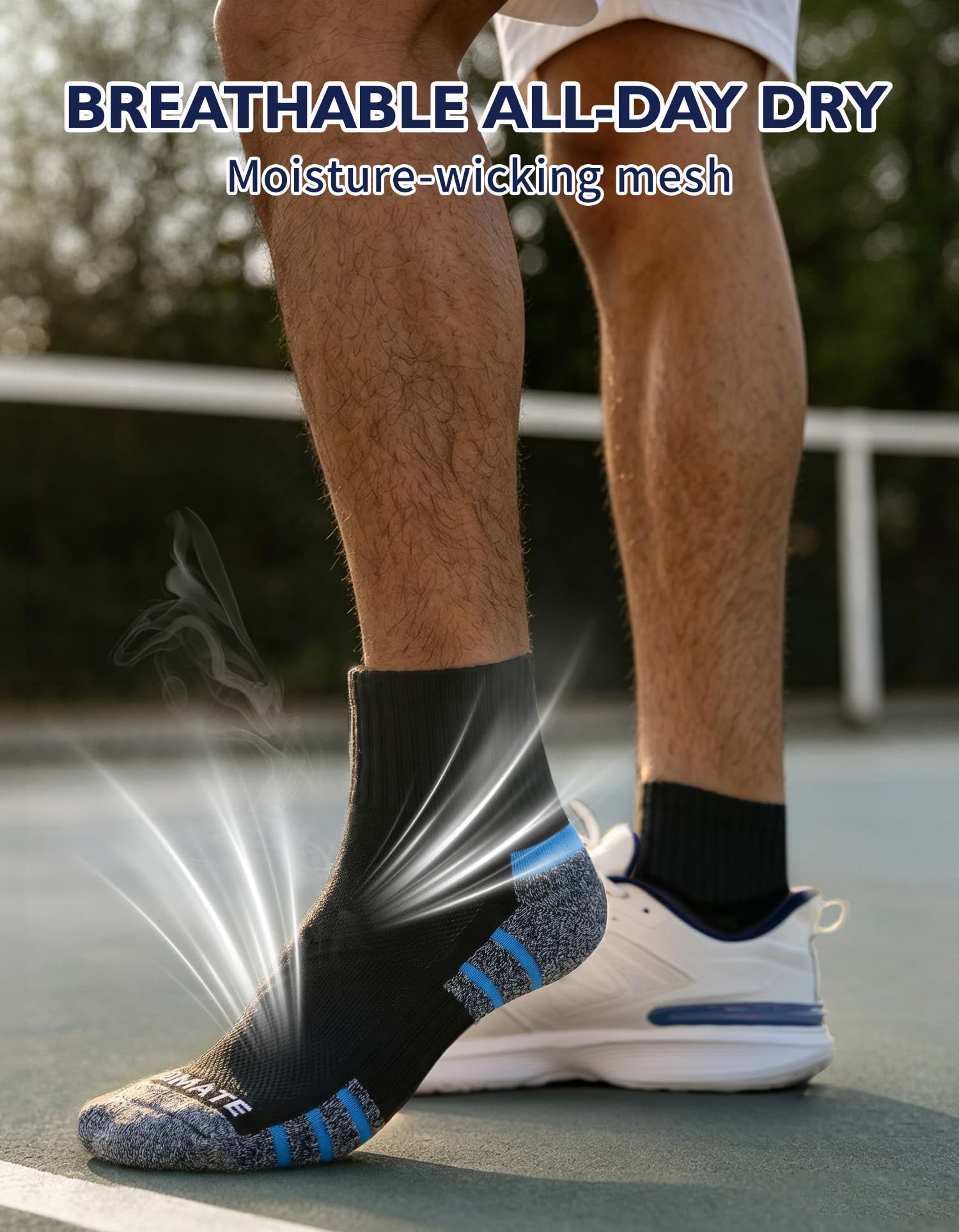 CLOSEMATE Calcetines Deporte Hombre Tobilleros 6 Pares Acolchados Algodón Transpirables Antiampollas Running Negros Blancos 39-42 43-46 47-50