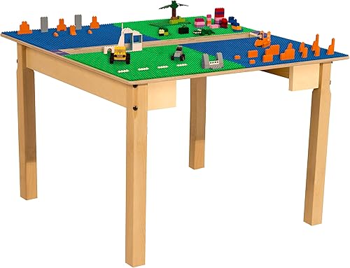 Miniatura 26 de Time-2-Play - Mesa de juego para niños, compatible con ladrillos Lego, madera contrachapada de abedul extra resistente, 35 pulgadas de ancho x 31