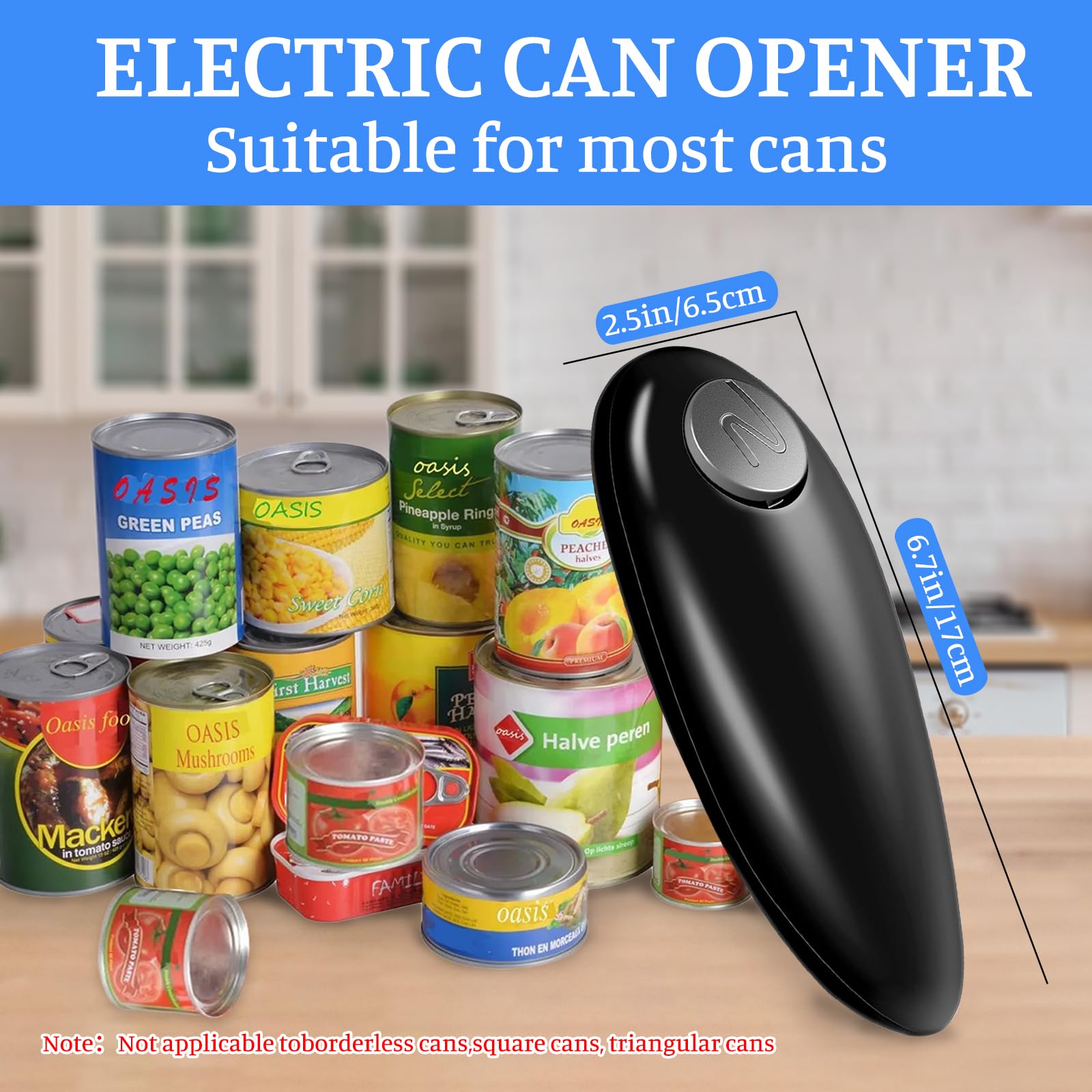 Apriscatole Elettrico, One Touch Automatico Apriscatole Mani Libere Design Compatto Senza Fili Gadget da Cucina con Bordo Liscio per Artritici/Anziani/Home
