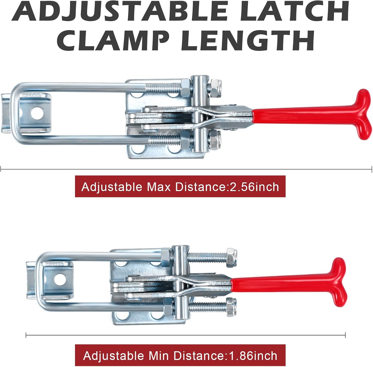 10 Pack 2000lbs Toggle Clamp 431 Heavy Duty Toggle Latch Clamp Adjustable U Bolt Self Lock Latch for Tire Carrier, Trailer and Door Hardware, Smoker Lid and More 7.87 Inch(433 Type)