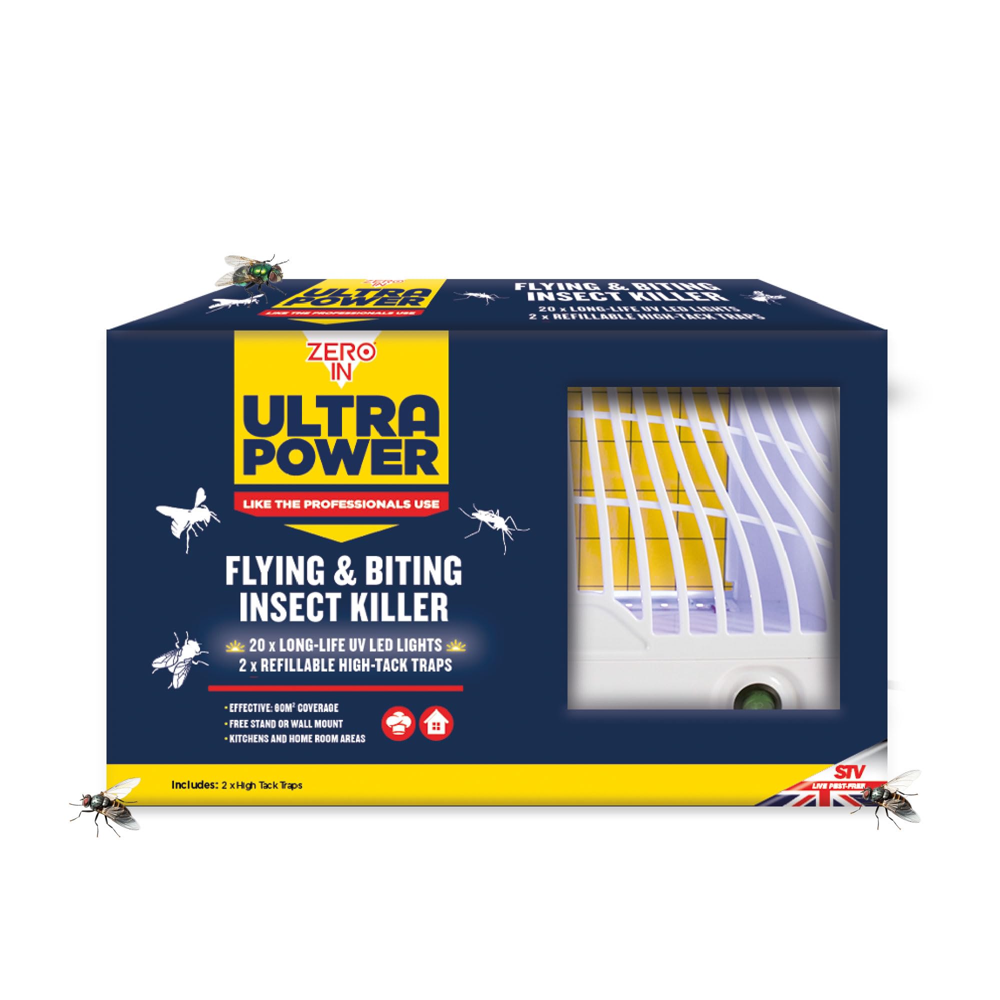 Zero in® Ultra Power Flying & Biting Insect Killer, Mains Powered, Free-Standing or Hanging, Powerful Indoor Insect Control