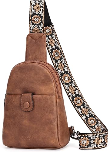 Miniatura 8 de OPAGE Small Sling Bag for Women, Leather Fanny Pack Crossbody Bag for Women Trendy Chest Bag with Adjustable Strap for Travel