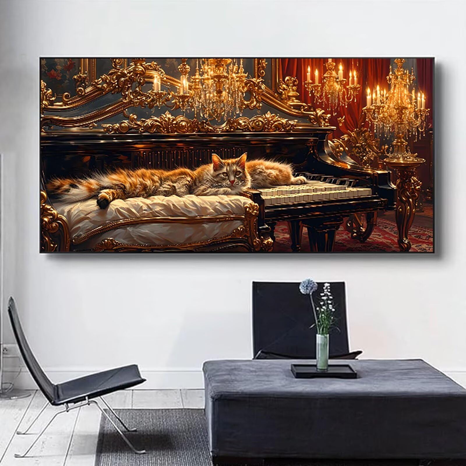 Malen nach Zahlen Kinder Klavier Malen Nach Zahlen Erwachsene, Geschenke für Mädchen Junge Bastelset Set, Malen nach Zahlen Katze | Malen nach Zahlen Ohne Rahmen, (60x120cm) Bastelset Erwachsene 1-C