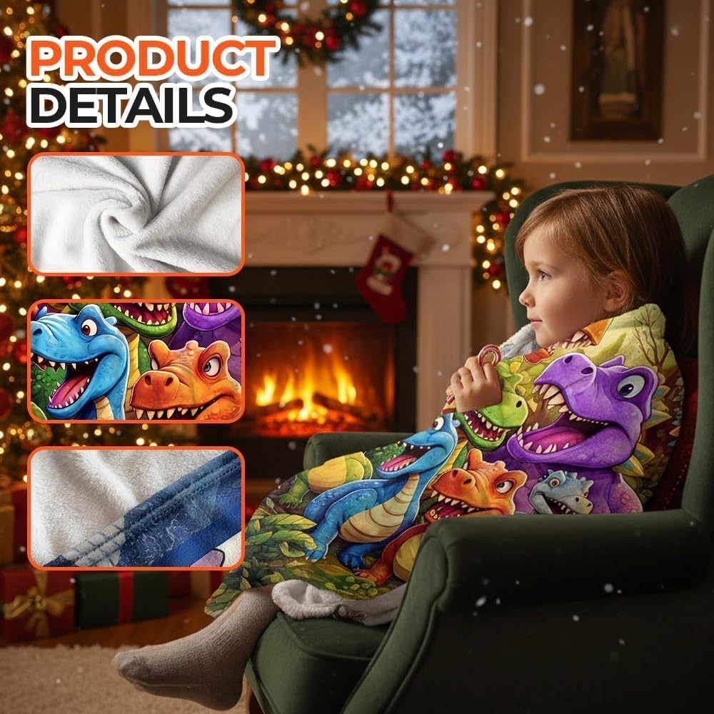 Cute Smiling Dinosaurs HD Digital Print Flannel, 50"x60" 3D Dinosaur Blanket 2026 New Comfortable and Soft for Kids Age 1-10 Year Old Child All-Season (27.5 * 39.3 Inches, 1Pcs) - Image 5