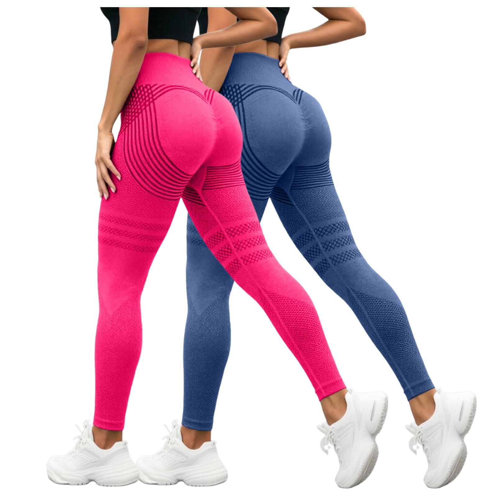 Luveon Pack of 2 Original 3D Anti-Cellulite Leggings, Women's 3D Anti-Cellulite Leggings, Flat Slimming Compression Leggings, High Waisted Seamless Sports Trousers, Running, Yoga, Fitness - 4