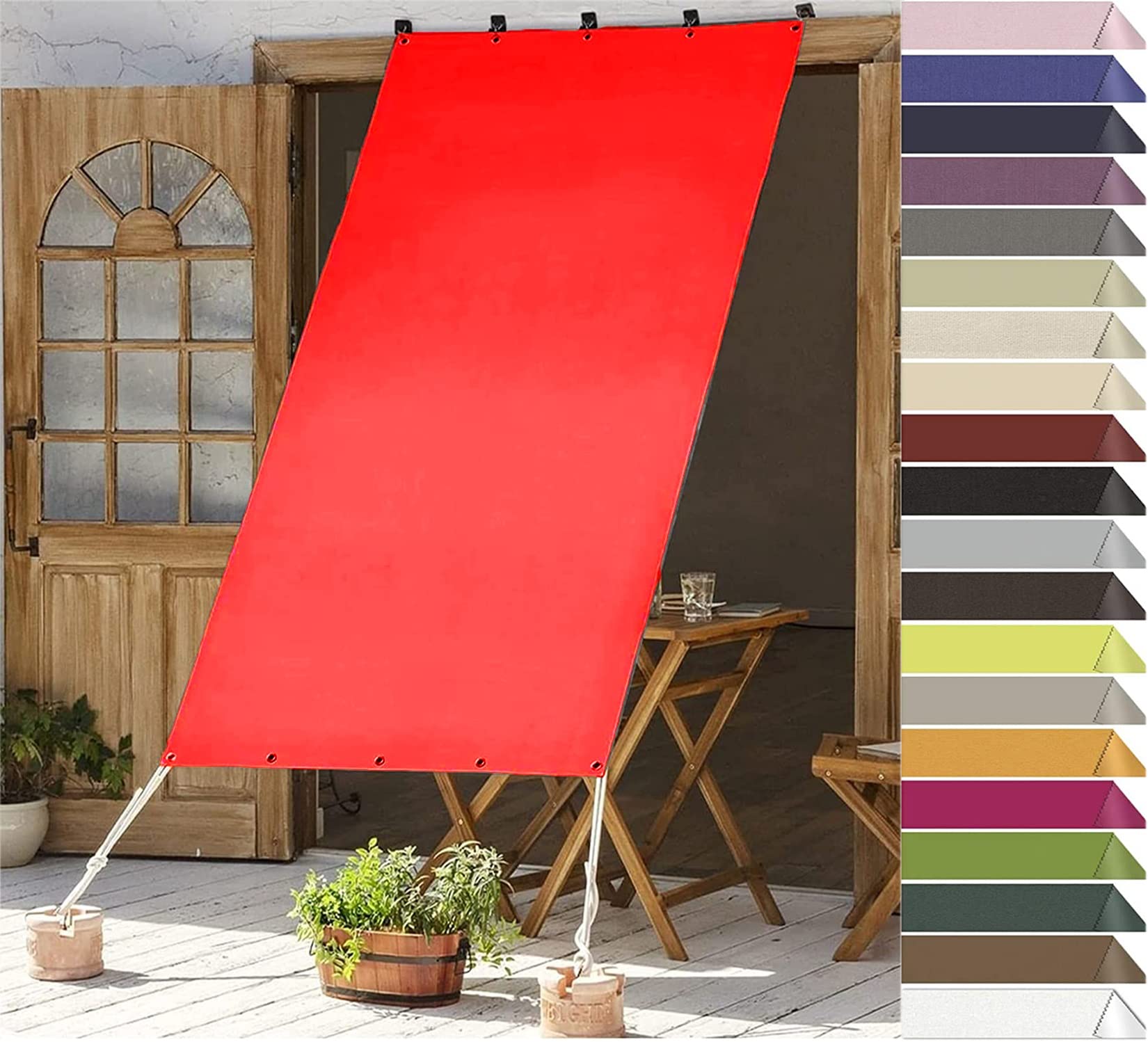 Toldo vela para jardín y cenas en la terraza lona roja 140x200cm