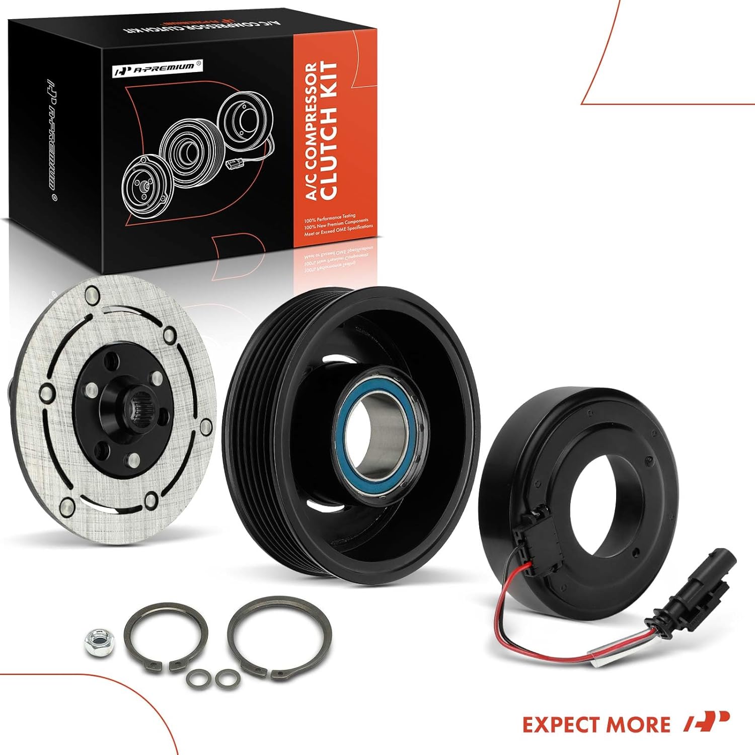 A-Premium Air Conditioner AC Compressor Clutch Kit Compatible with Buick LaCrosse 2012 3.6L & Cadillac SRX 2012-2016