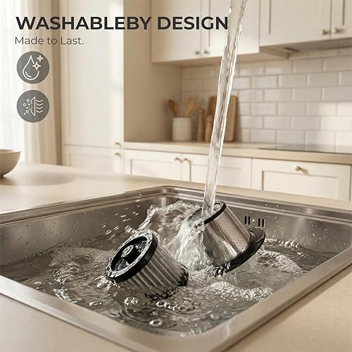 Miniatura 7 de Apical Life aspiradora de mano inalámbrica, 13000Pa de succión fuerte, mini aspiradora con diseño portátil ligero 3 en 1, recargable con base