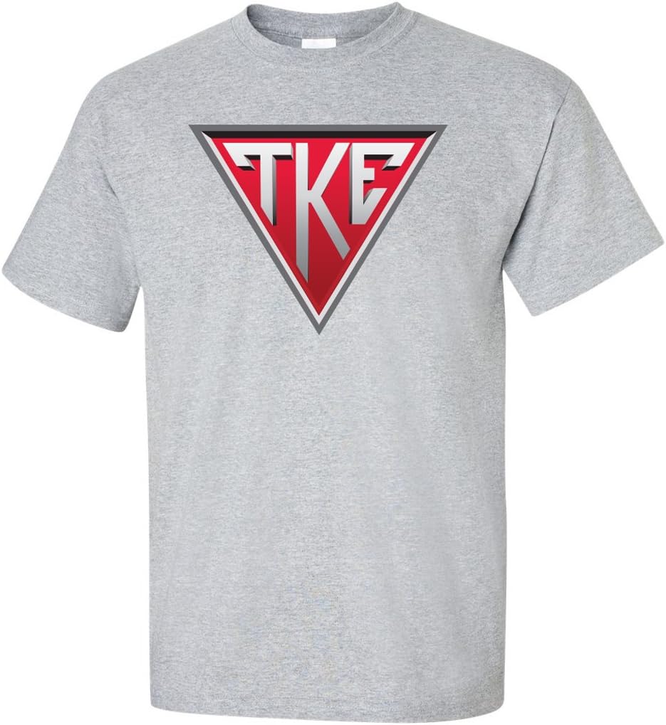 Tau Kappa Epsilon T-Shirt - TKE 'Houseplate' Badge Logo (XLarge, Gray)