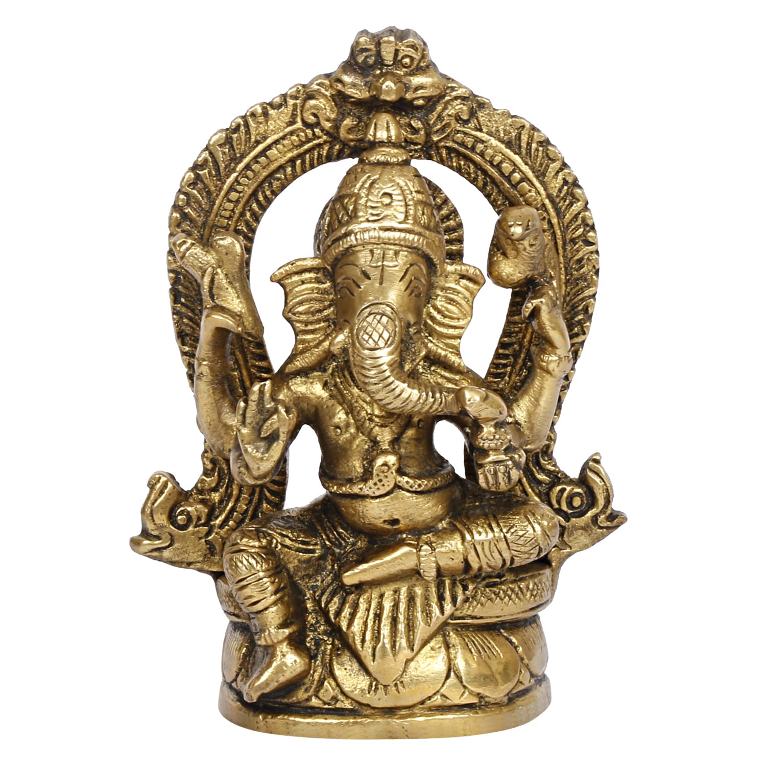 Statue de Ganesh Bhagwan en laiton pour décoration de maison, entrée, cadeau Diwali Puja, hauteur 11,4 cm.