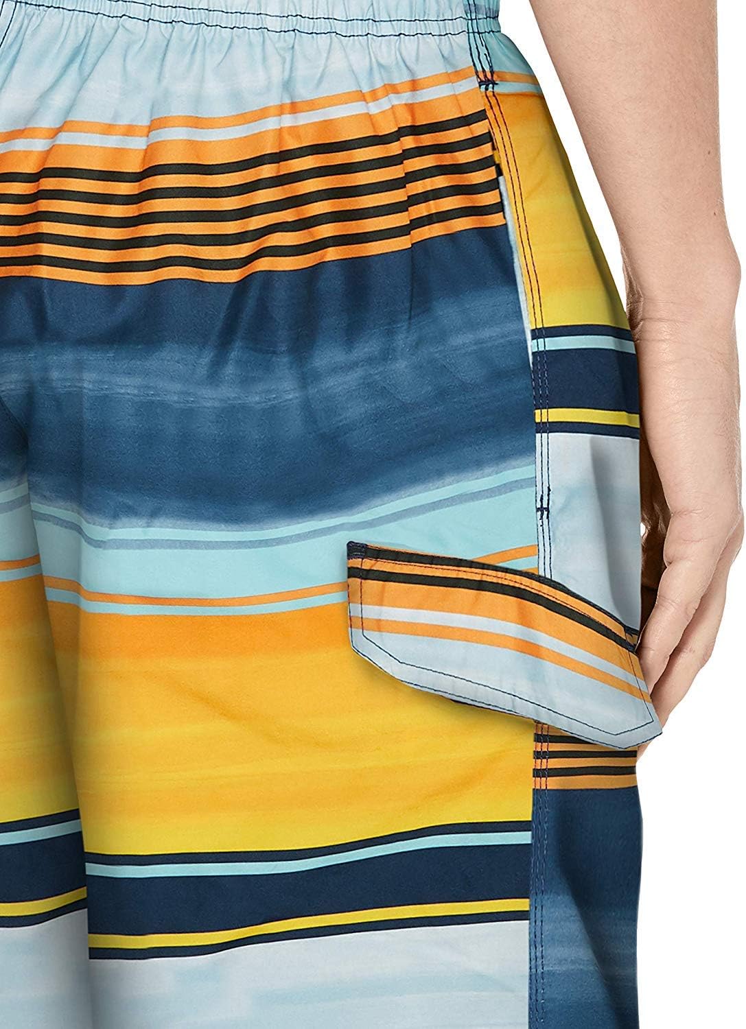 Kanu Surf Men's Flex Swim Trunks (Regular & Extended Sizes) Small Avalon Navy/Orange