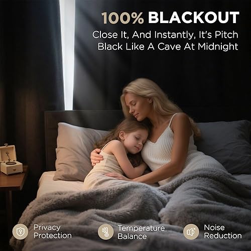 Miniatura 3 de Joydeco Cortinas Opacas de 63 Pulgadas de Largo 2 Paneles Burg, Cortinas de Oscurecimiento de Habitación para Dormitorio, Cortinas Térmicas