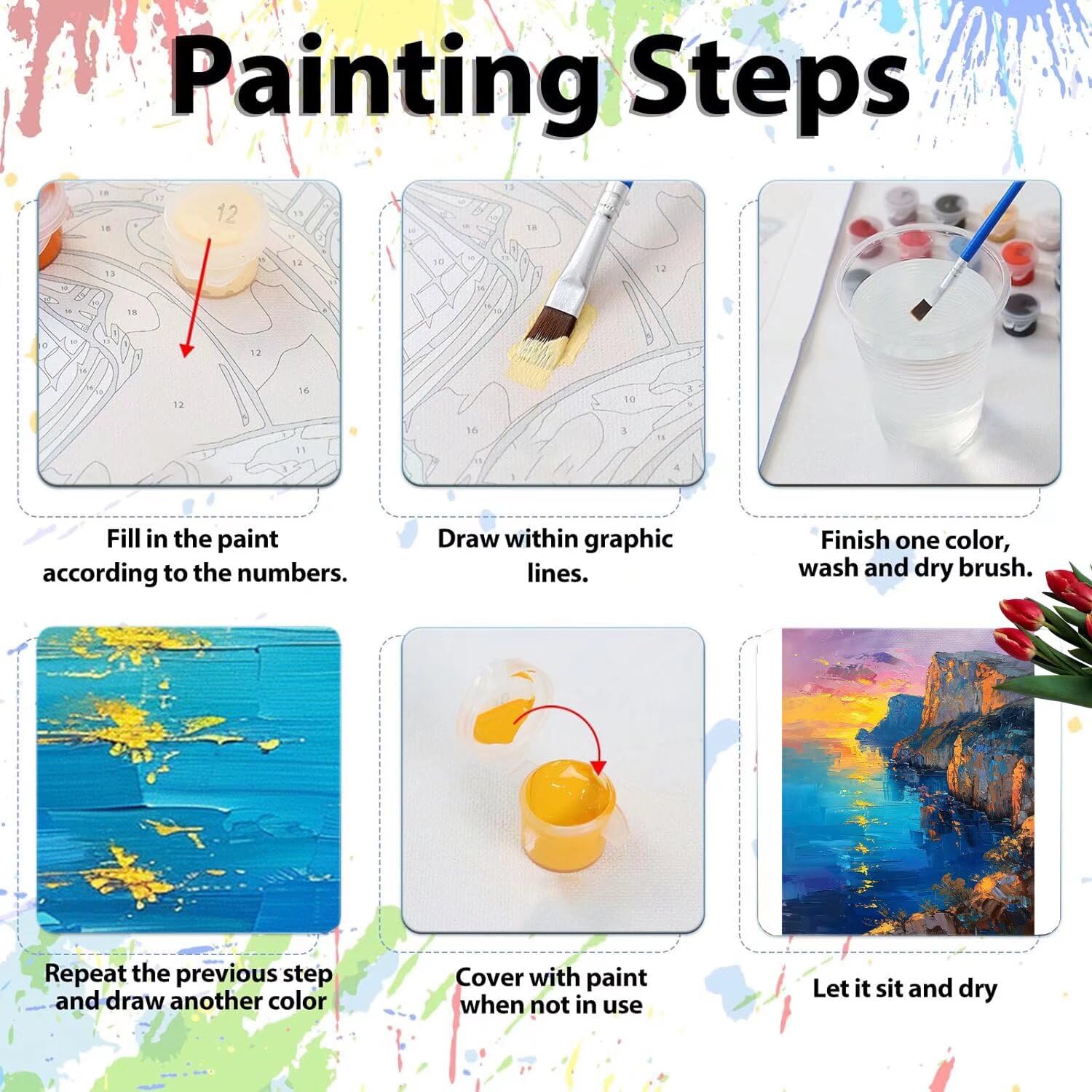 Pintar por Numeros Adultos pintar por numeros niños manualidades niños 10 años, DIY Pintar por Números de Pincel y Pintura acrílica Decoraciones para el Hogar Manualidades, sin Marco 60x80cm C-116