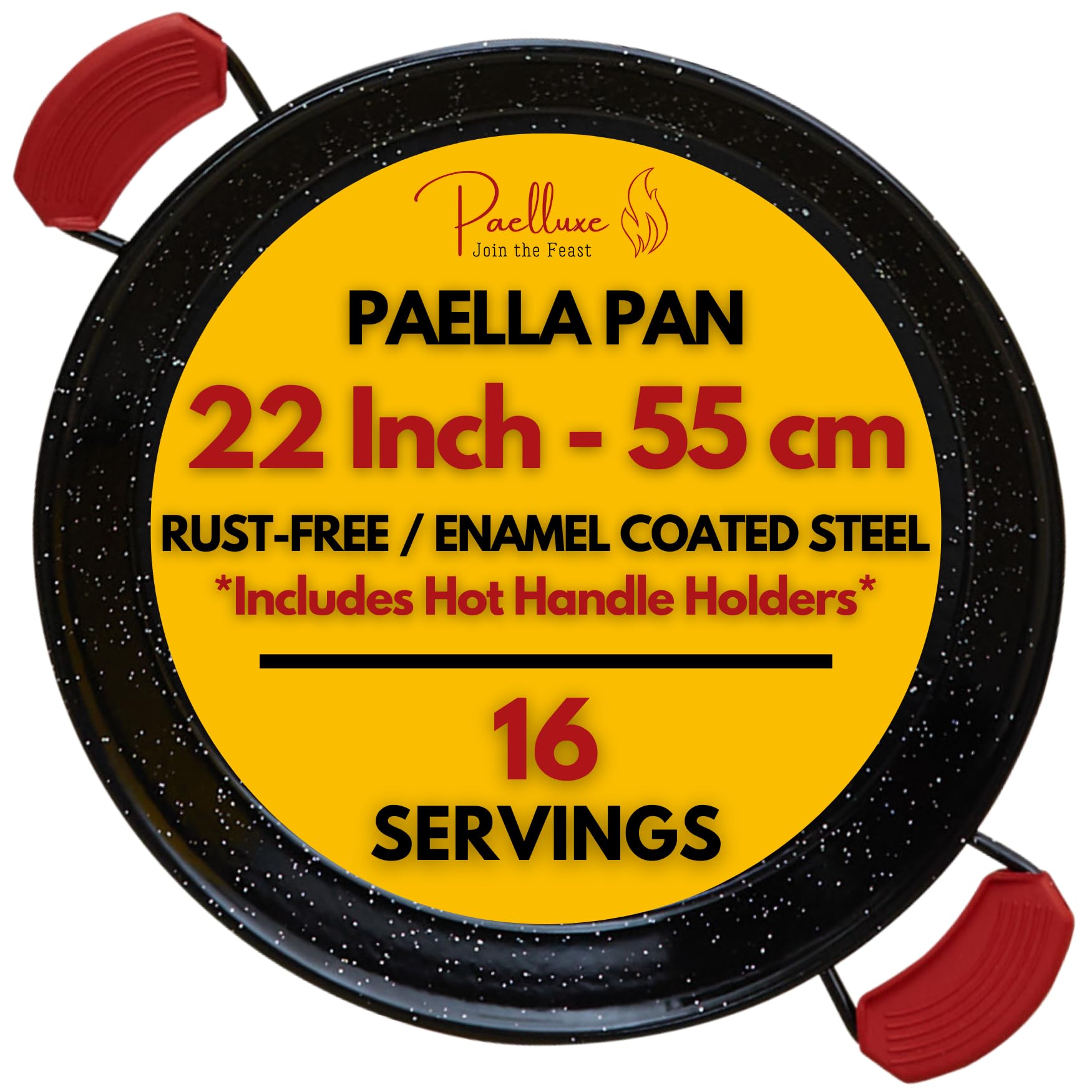 Photo 1 of 22 Inch Paella Pan 16 Servings - Enamelled No Rust Easy to Clean Steel Pan Propane - Gas Burners for Cooking - Indoor & Outdoor Cooking Skillet - Cacerola Paellera Sarten - Father's Day Gifts