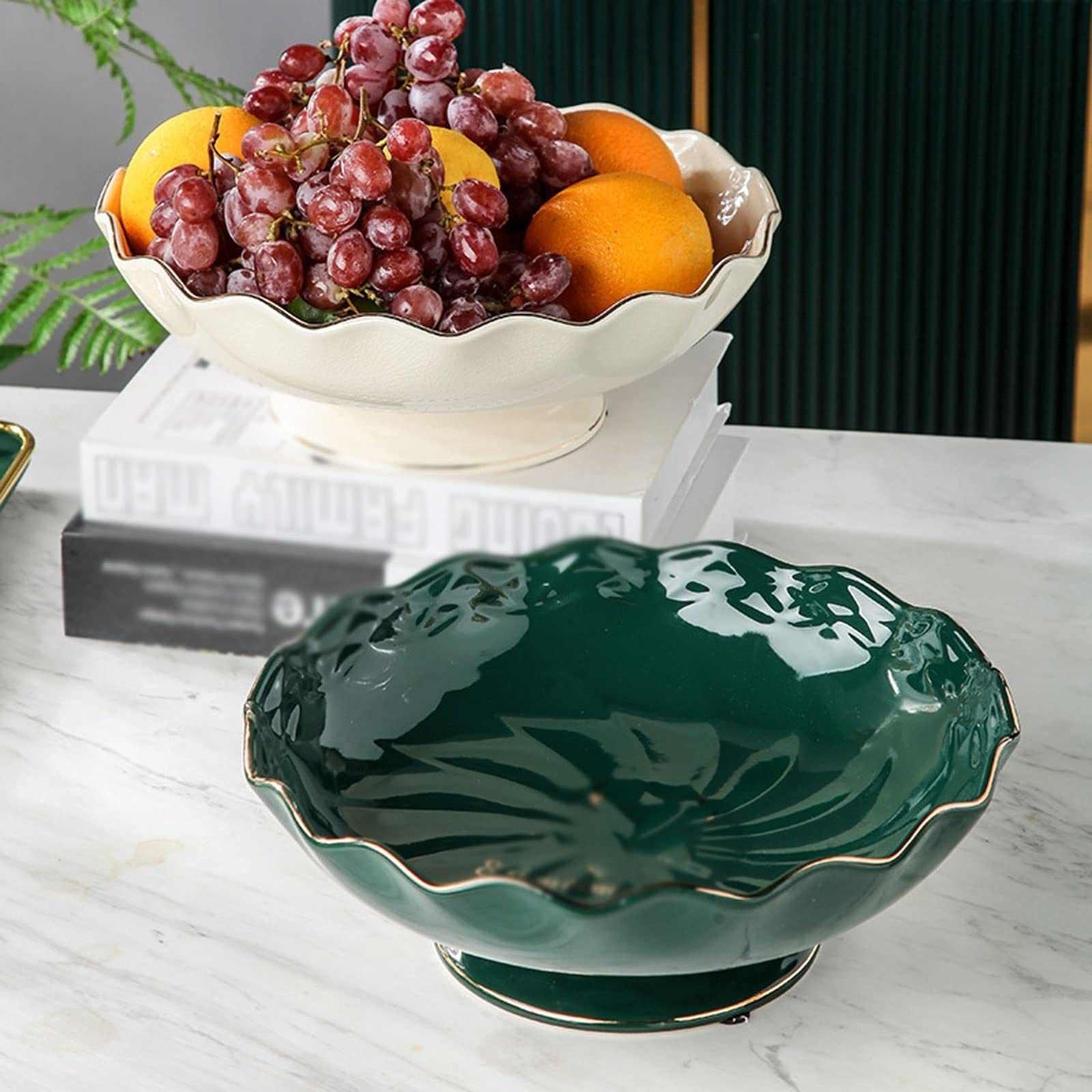 Miska na owoce porcelanowy talerz na owoce, herbata czas serce talerz, kreatywny talerz na owoce, restauracja talerz sałatkowy ceramiczne dekoracje (zielony)