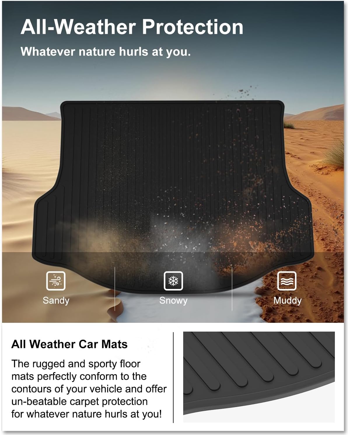 KIWI MASTER Cargo Mat for 2013-2018 Toyota RAV4 (Non-Hybrid), OEM Replacement PT908-42135, Custom Fit All Weather Rear Cargo Liner, Heavy Duty TPE Tray Trunk Mat, Black - Image 3