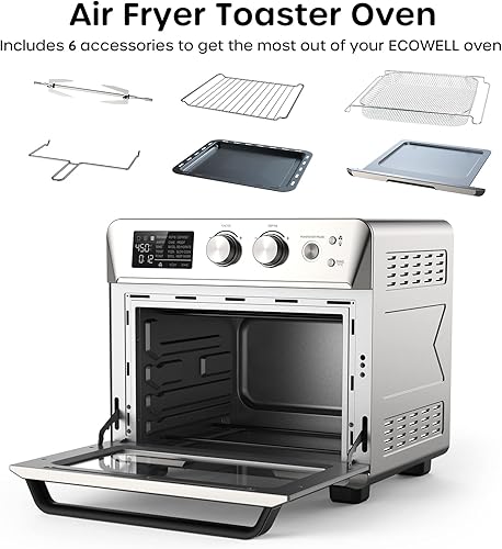 Miniatura 7 de ECOWELL Freidora de aire de 26.4 cuartos de galón, freidora de pollo 15 en 1, freír al aire, asar, hornear, deshidratar, asar, recalentar,