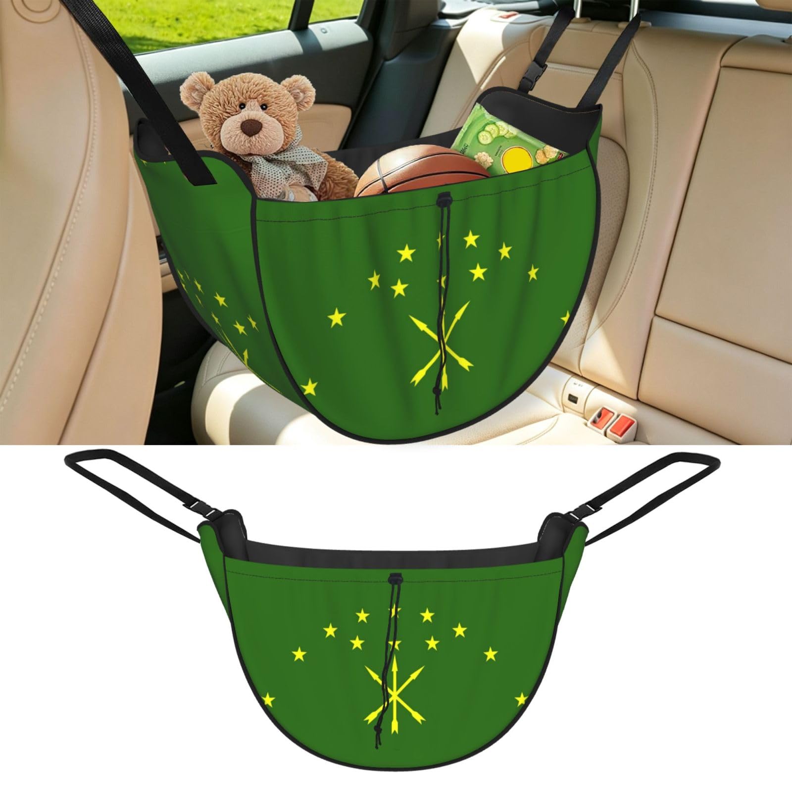 Cntdbu Black Flag Of Adygea Car Seat Organizer-Backseat Storage Bag For Travel