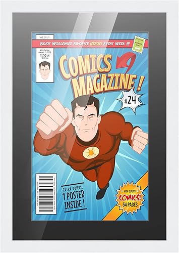 Miniatura 284 de Poster Palooza Marco de cómic con paspartú para 4 cómics de la era actual publicado después de 1985, marco de cómic negro para cómics de 6.875 x